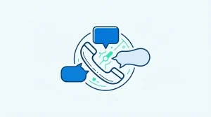 Sprechblasen und Telefonhörer als Arbeitsmaterialien für Kundengespräche